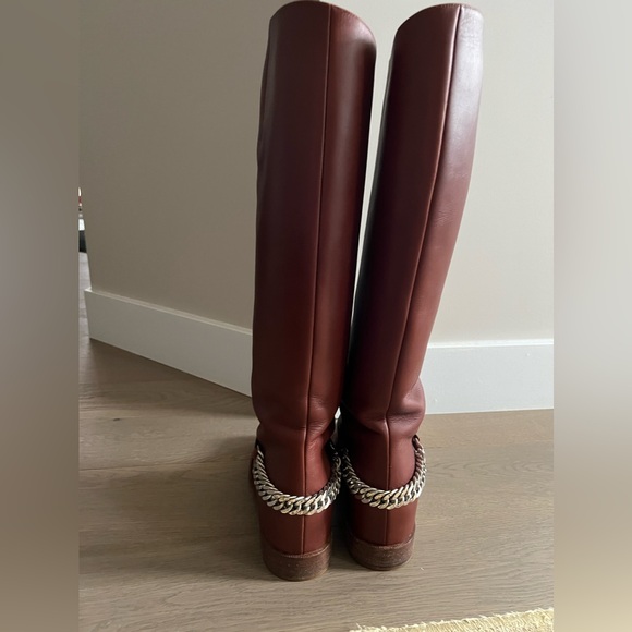 Christian Louboutin Leather Chain-Link Riding Boots - Picture 7 of 11